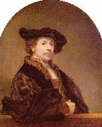 REMBRANDT Harmenszoon van Rijn wearing a costume in the style of over a century earlier. National Gallery Spain oil painting artist